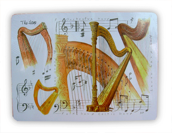 Harp Music Placemat – Harp Teacher Gift | musical gifts online