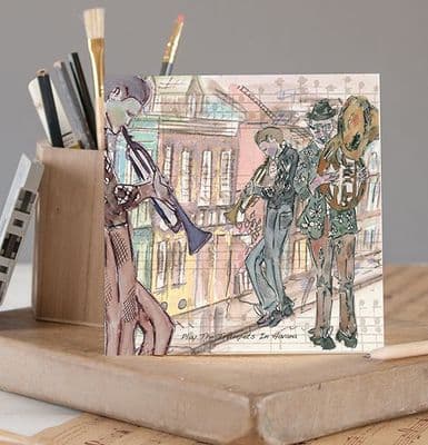 Play The Trumpets In Havana Greetings Card by CL