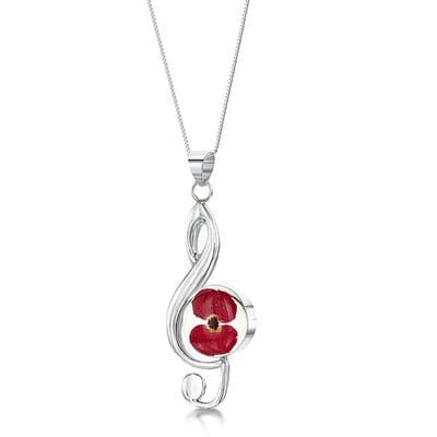Poppy Treble Clef Necklace by Shrieking Violet