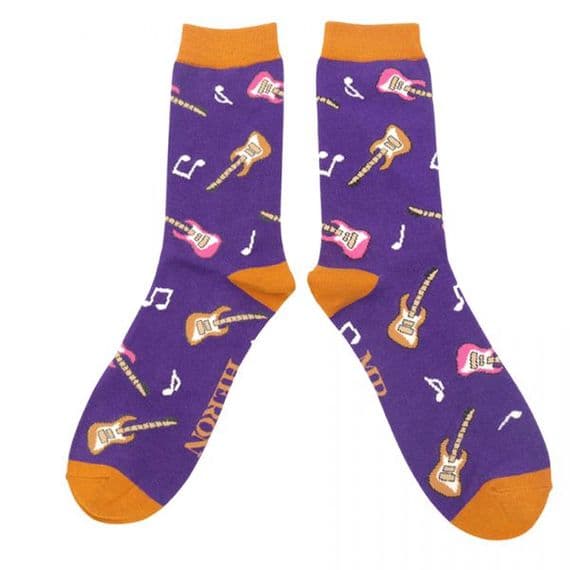 Purple Bamboo Guitar Socks by Mr Heron