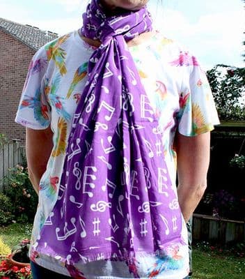 Purple Scarf with White Notes by York Scarves