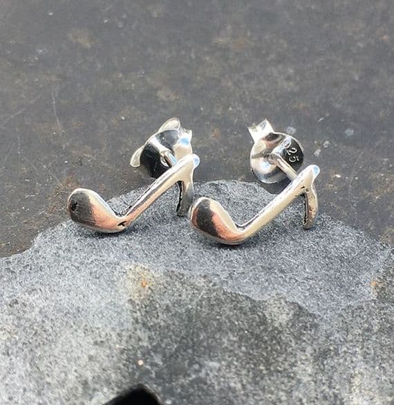 Quaver 925 Sterling Silver Stud Earrings | musical gifts online