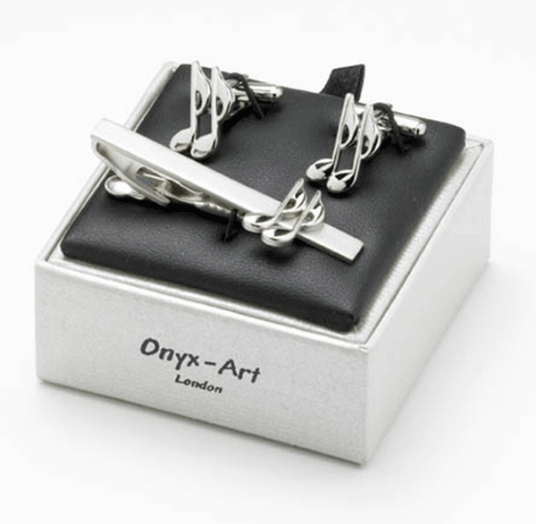 Quavers Tie Bar and Cufflink Set by Onyx Art