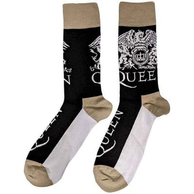 Queen Crest & Logo Uni Blk Socks 4-7 by RO