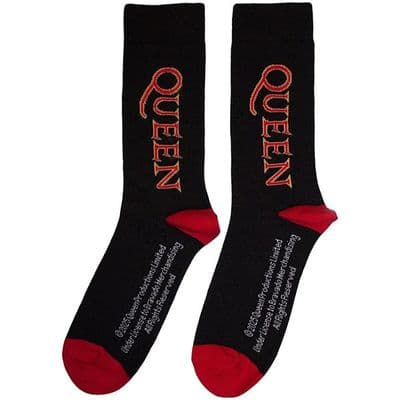 Queen Red Logo Vertical Uni Black Socks by RO