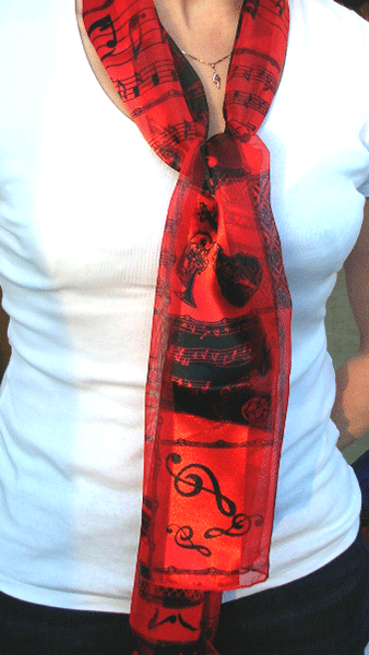 Red & Black Music Instrument Scarf – Music Scarves | musical gifts online