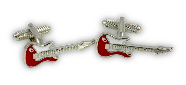 Red and White Guitar Cufflinks by Onyx-Art