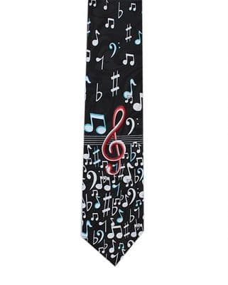 Red Clef on Black Tie by Tie Studio