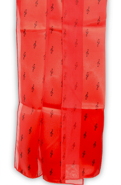 Red Music Scarf with Black Treble Clefs - Music  | musical gifts online