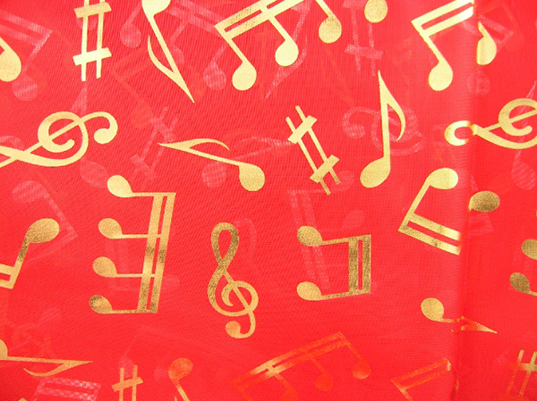 Red & Gold Ladies Music Scarf – Musical Scarves | musical gifts online