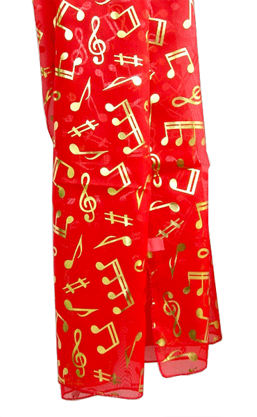 Red & Gold Ladies Music Scarf – Musical Scarves | musical gifts online