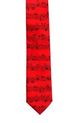 Red Tie with Black Manuscript by Tie Studio