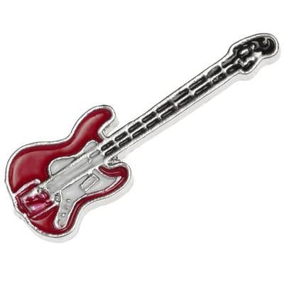 Red & White Electric Guitar Pin Badge by TJ