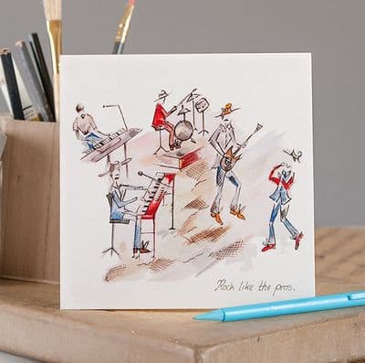 Rock Like The Pros Greetings Card by Claire Louise