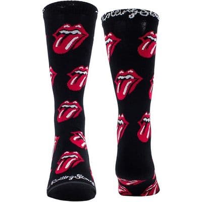 Rolling Stones All Over Tongues Uni Black Socks by RO