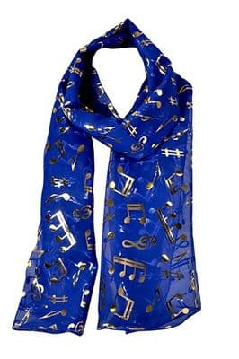 Royal Blue Scarf with Gold Notes by Tie Studio