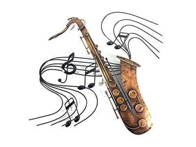 Saxophone Metal Wall Art with Music by SK