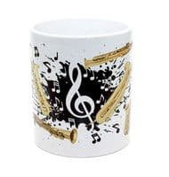 Saxophone Mug with Black Design - Music Mug | musical gifts online