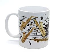 Saxophone Mug with Black Design - Music Mug | musical gifts online