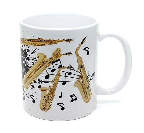Saxophone Mug with Black Design - Music Mug | musical gifts online