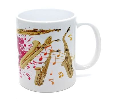 Saxophone Mug with Coloured Design