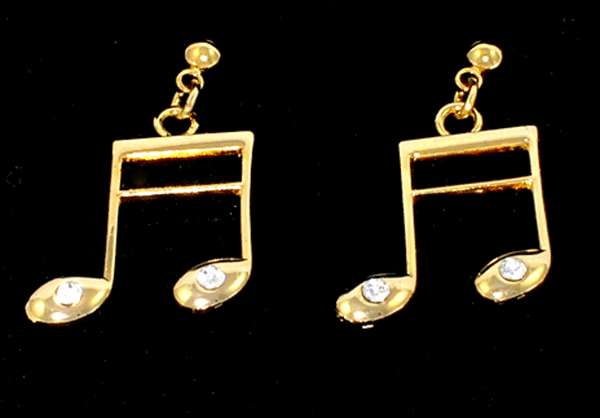 Semiquaver Earrings with Rhinestones - Music Earrings | musical gifts online