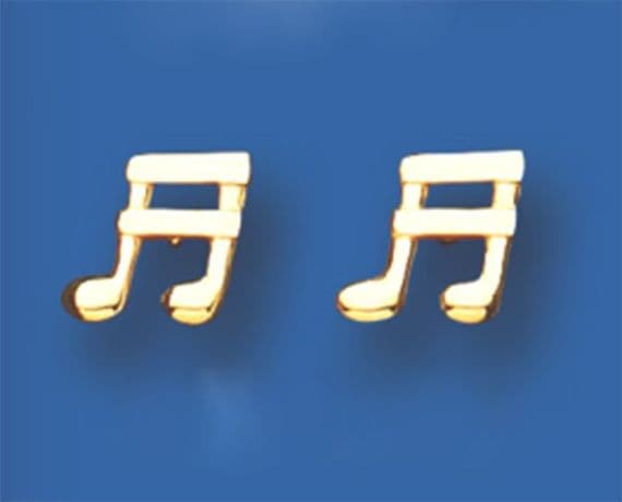 Semiquaver Stud Earrings 9ct Gold - Music Earrings | musical gifts online