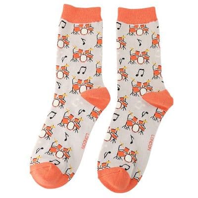 Silver Bamboo Drum Socks by Miss Sparrow