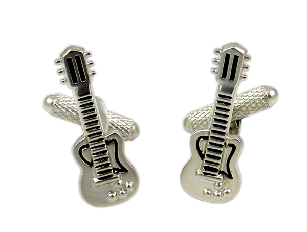 Silver Guitar Cufflinks by Onyx Art