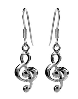 Sterling Silver Treble Clef Earrings by KMD