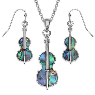 String Instrument Paua Necklace & Earrings by Tide Jewellery