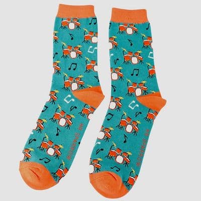 Teal Drum Kit Socks by Mr Sparrow