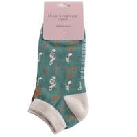 Teal Ladies Bamboo Music Trainer Socks | musical gifts online
