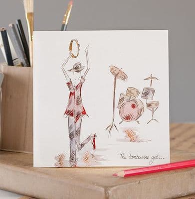 The Tambourine Girl Greetings Card by Claire Louise