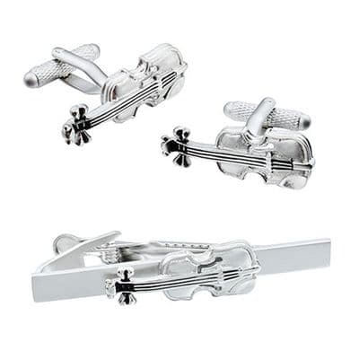Tie Clip & Cufflink Set - Violin by Onyx Art