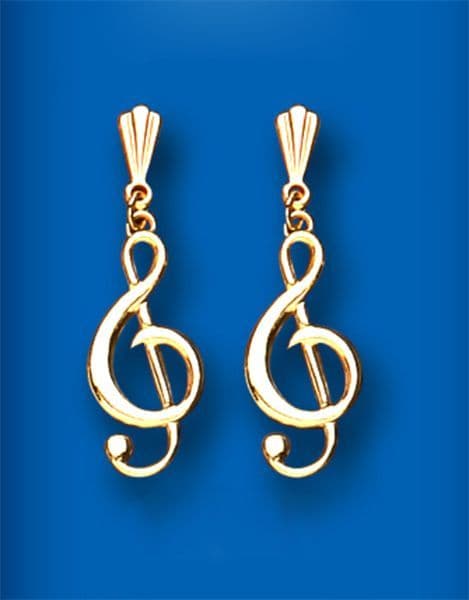 Treble Clef 9ct Gold Earrings - Music Earrings | musical gifts online