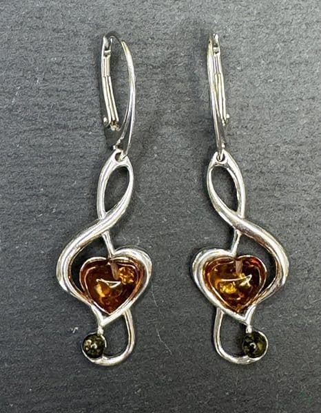 Treble Clef Amber Earrings - Music themed Earrings | musical gifts online