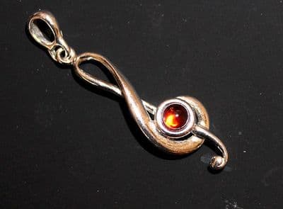 Treble Clef Amber Pendant