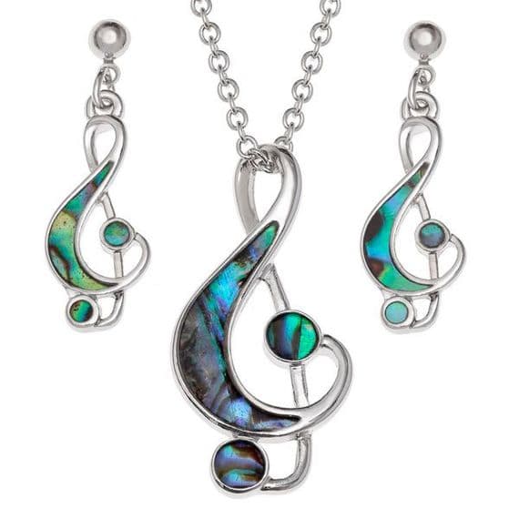 Treble Clef Necklace & Earrings Set - Music Jewellery | musical gifts online