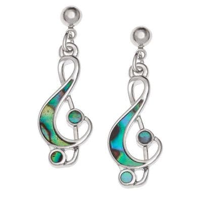 Treble Clef Paua Earrings by Tide Jewellery