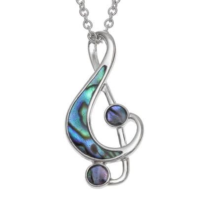 Treble Clef Paua Necklace by Tide Jewellery
