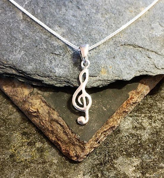 Treble Clef Pendant & Chain in 925 Sterling Silver | musical gifts online