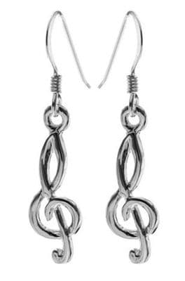 Treble Clef Silver Earrings by KMD
