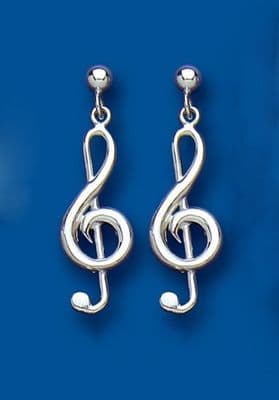 Treble Clef Sterling Silver Earrings