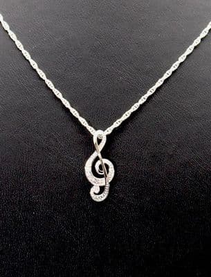 Treble Clef Sterling Silver Pendant