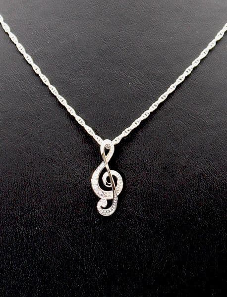 Treble Clef Sterling Silver Pendant - Music Jewellery | musical gifts online