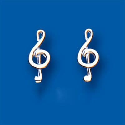 Treble Clef Sterling Silver Stud Earrings