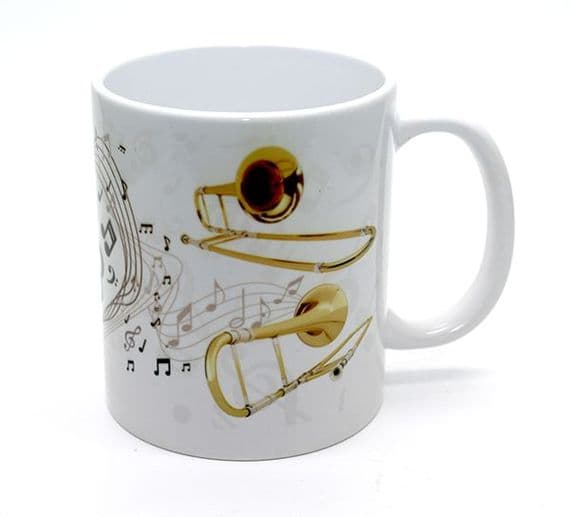Trombone Treble Clef Designed Mug - Trombone Mug | musical gifts online
