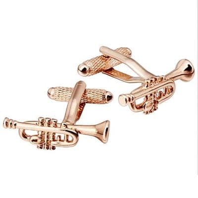 Trumpet Cufflinks in Rose Gold by Onyx Art