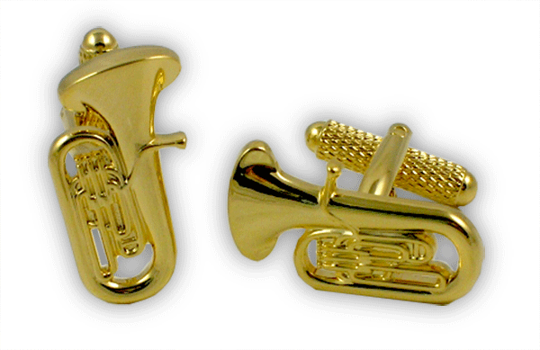 Tuba Cufflinks - Gold by Onyx-Art